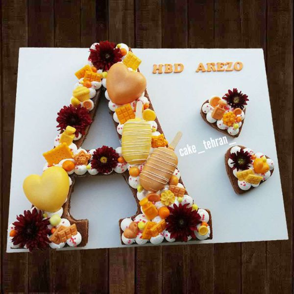 کیک حروف A (کیک سابله حروف A) طرح پاییزی